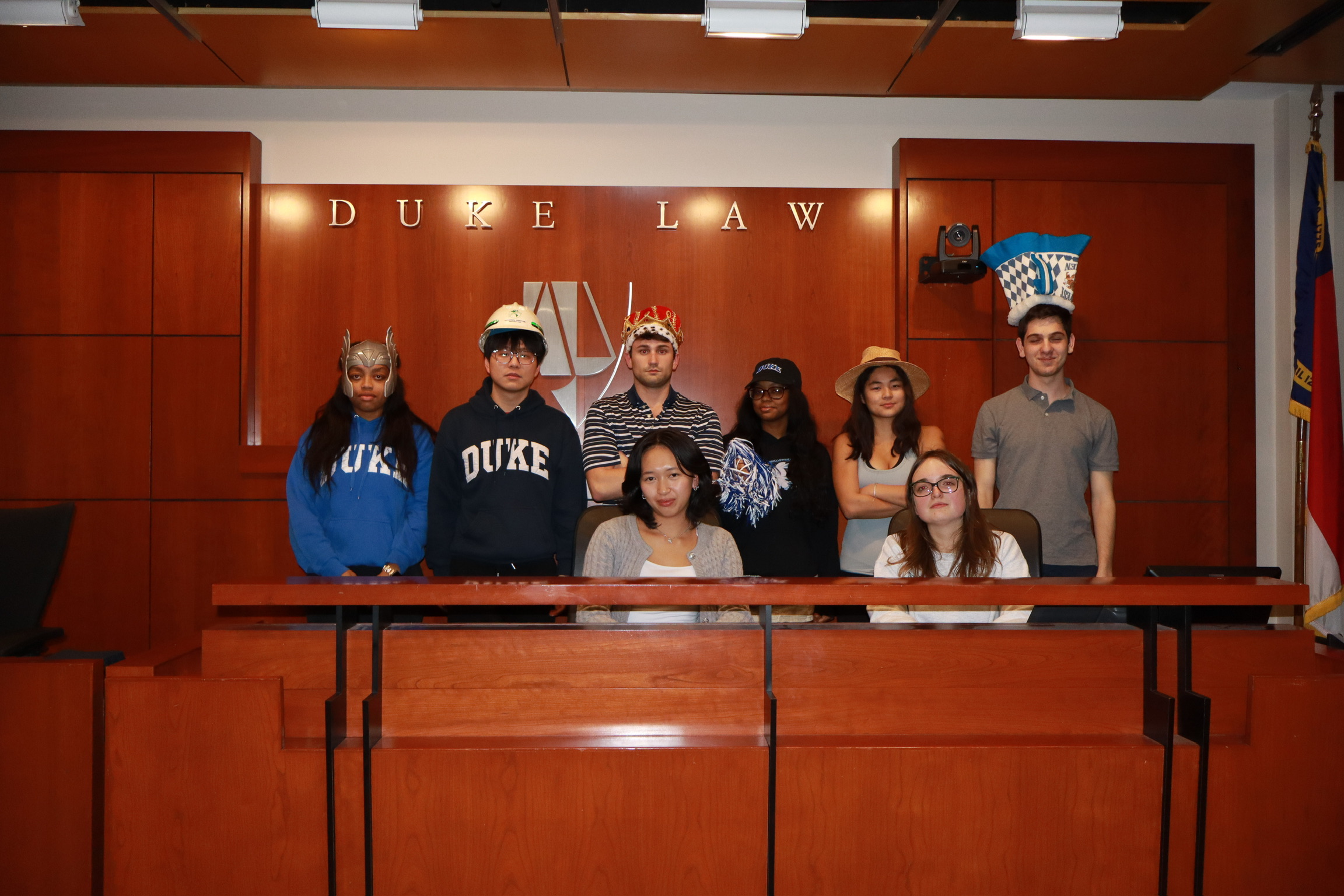 A Duke Mock Trial team in the courtroom