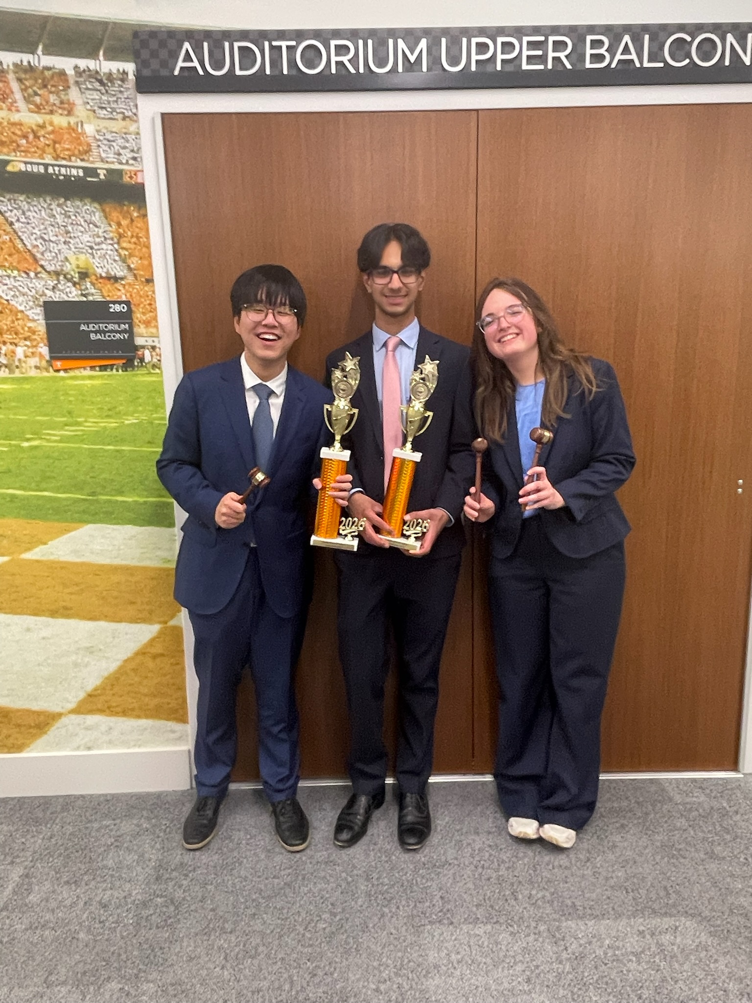 Duke Mock Trial members with their tournament awards
